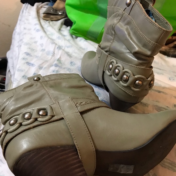 RJ girl heeled boots tan/green - Picture 3 of 4